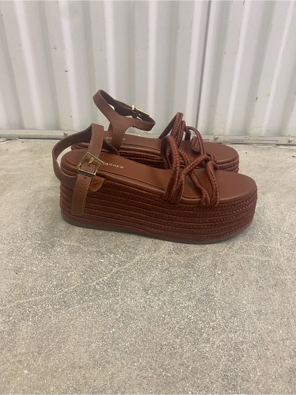 Kelsi Dagger Brown Platform Rope Sandals, Size 9